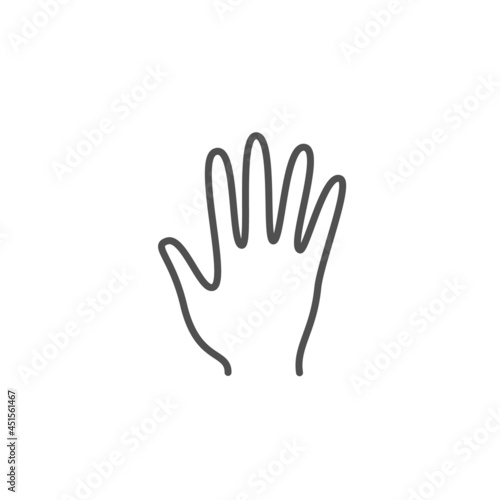 Hand in Linear Style with Editable Stroke isolated on White Background. Touch Sign. Vector illustration.