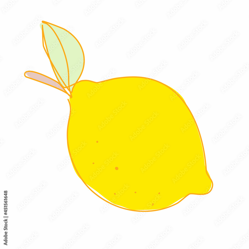 Lemon with Leaf in Continuous Line Drawing. Sketchy Single Citrus fruit. Outline Simple Artwork with Editable Stroke. Vector Illustration. Lemon with Leaf in Continuous Line Drawing. Sketchy Single Citrus fruit. Outline Simple Artwork with Editable Stroke. Vector Illustration.