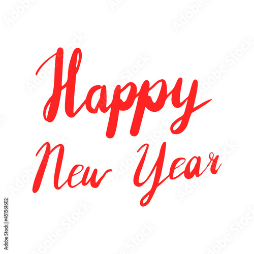 Happy New Year Script Isolated on White Background. Vector Illustration.