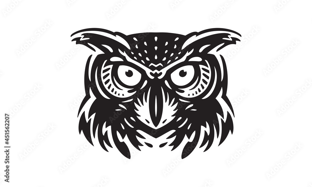 owl logo on white background