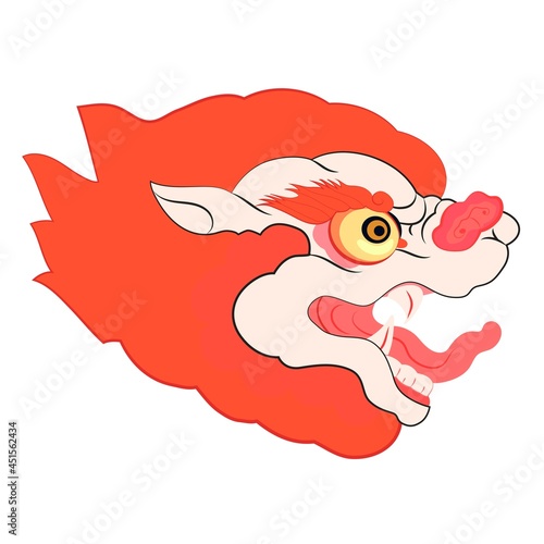 Chinese dragon head Isolated on white background. Vector illustration. Traditional, asian, object, clip art, element, Buddhism,  furious demon, god, deity, fury. photo