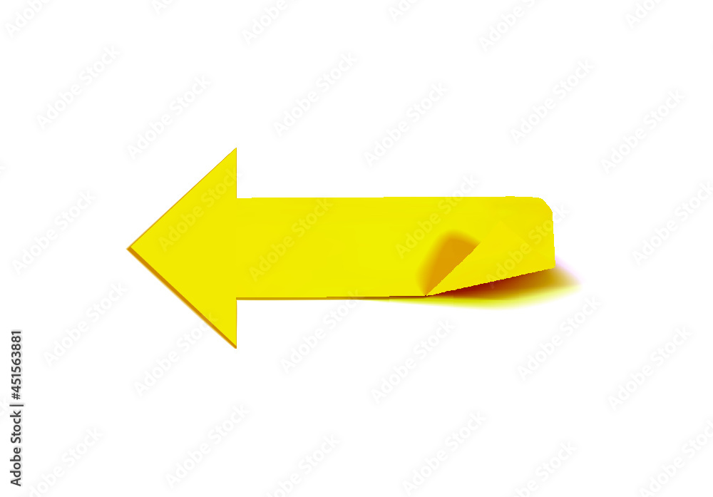 Vector Yellow Arrow Isolated on White Background, Paper Arrow, Colorful Illustration Template, Business Presentation Element. Vector Yellow Arrow Isolated on White Background, Paper Arrow, Colorful Illustration Template, Business Presentation Element.