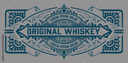 Whiskey label with old frames