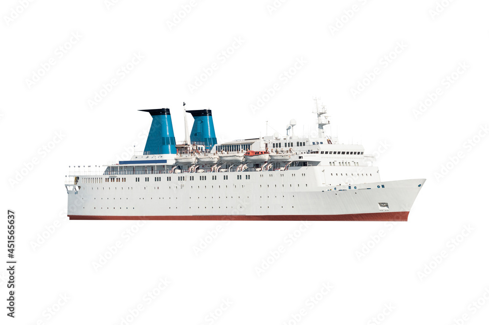 Passenger cruise ship isolated on white background