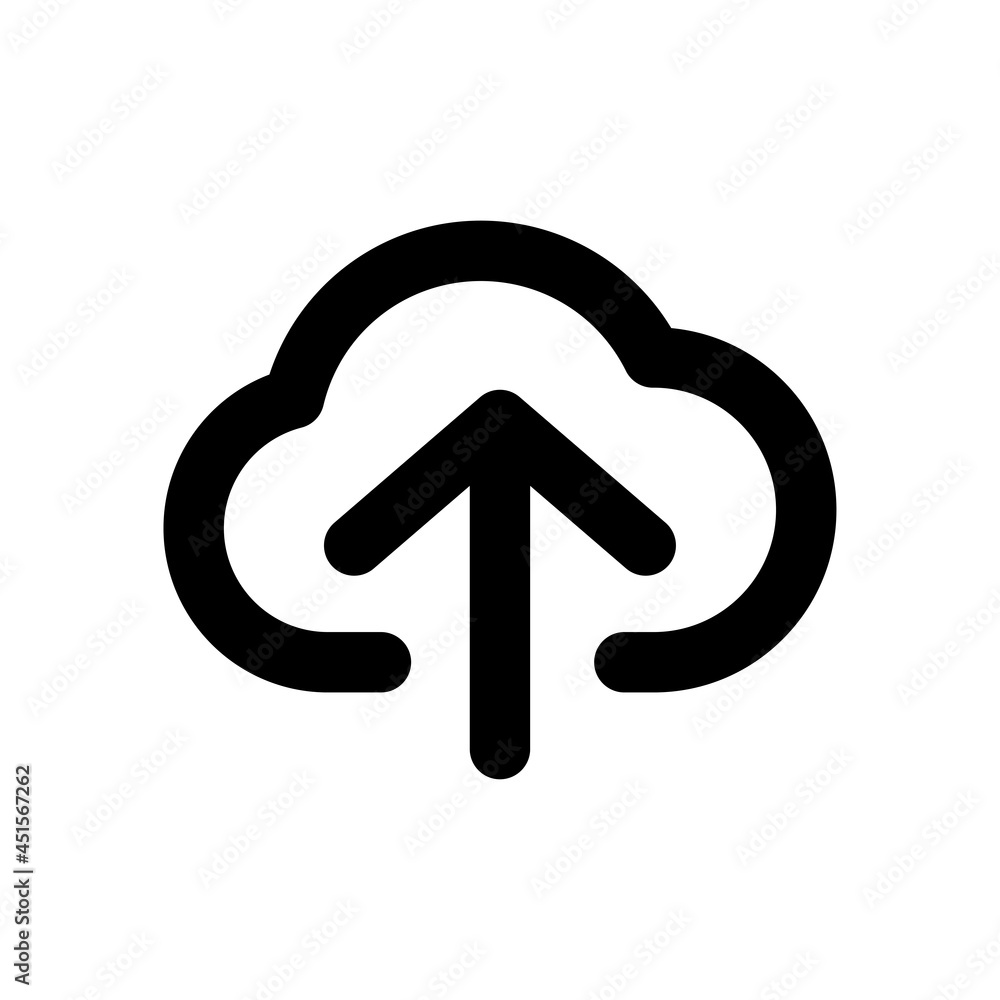 Upload symbol. Cloud symbol. Arrow icon vector illustration in outline style Upload symbol. Cloud symbol. Arrow icon vector illustration in outline style