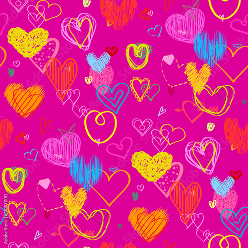 Seamless background with hearts. Abstract geometric wallpaper of the surface. Hand drawn simple love signs. Print for polygraphy, posters, t-shirts and textiles