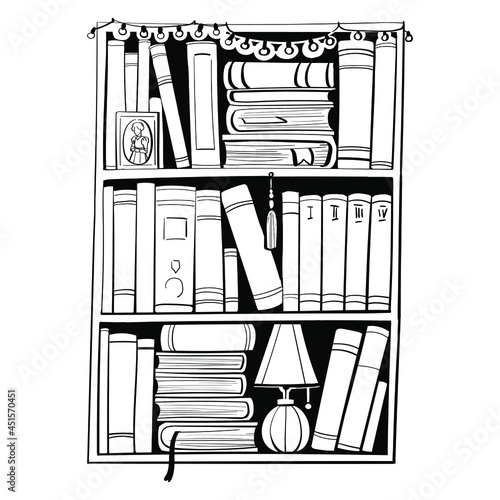 book shelfs on the white background