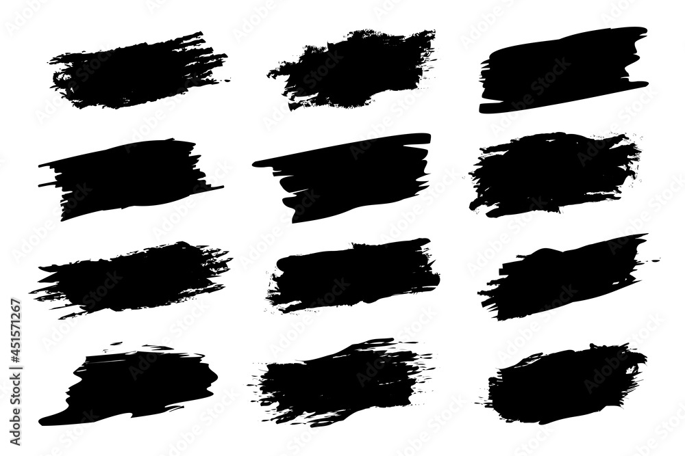 Collection of black banners ink brush strokes. Vector illustration Collection of black banners ink brush strokes. Vector illustration