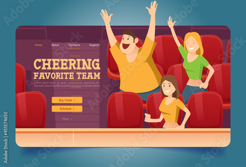 Cheer favorite team website with people on stadium