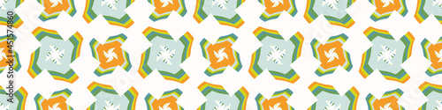 Summer tropical geometric seamless border pattern. Bright retro geo banner edge. Fun gender neutral gift wrap masking taper decor washi ribbon trim in vector.
