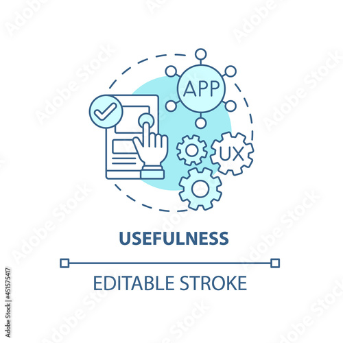Product usefulness concept icon. UX principle abstract idea thin line illustration. Fulfilling client needs. Contributing to product usability. Vector isolated outline color drawing. Editable stroke