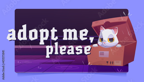 Homeless pets adoption cartoon banner, animal help