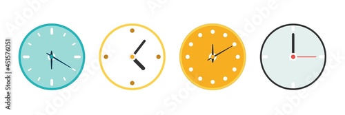 Clock icon. Set of watches. Flat style. vector.
