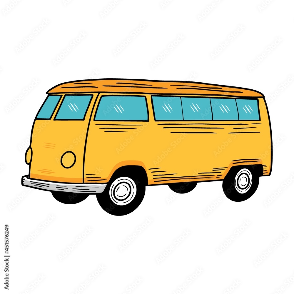 Van Car vector illustration with hand drawn style