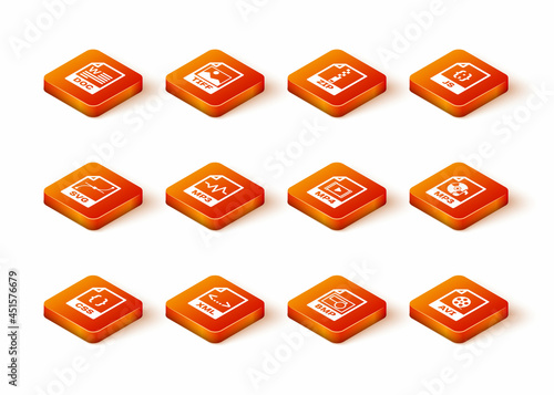 Set CSS file document, XML, SVG, MP3, BMP and MP4 icon. Vector