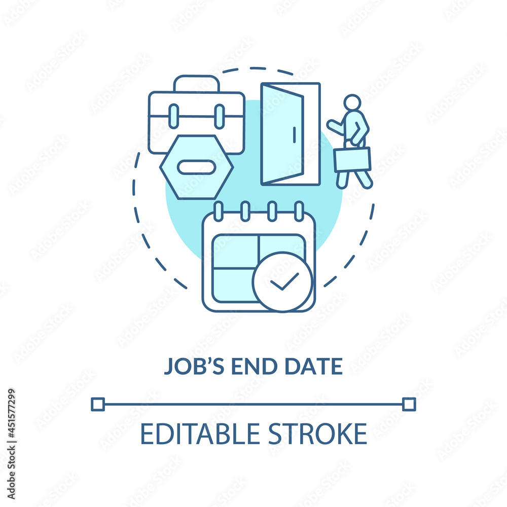 Job end date blue concept icon . Resign from job after maternity
