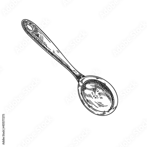 Sketch of a wooden spoon isolated on a white background. Vector