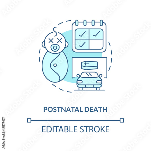 Postnatal death blue concept icon . Death of newborn abstract idea thin line illustration. Statutory maternity leave in case of neonatal loss. Vector isolated outline color drawing. Editable stroke