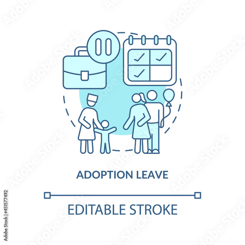 Adoption leave blue concept icon. Parental rights abstract idea thin line illustration. Statutory maternity, paternity adoptive leave. Vector isolated outline color drawing. Editable stroke