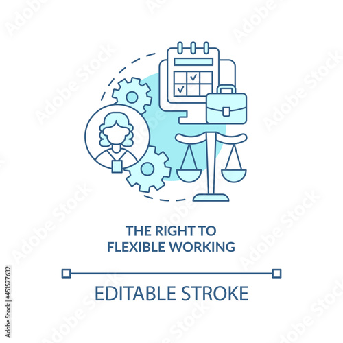 Right to flexible working blue concept icon . Return to work after parental leave abstract idea thin line illustration. Flexible hours of work. Vector isolated outline color drawing. Editable stroke