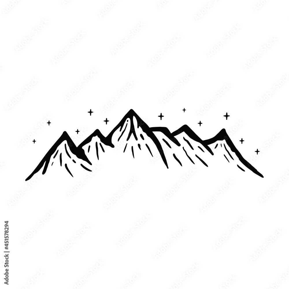 Mountain vector illustration with hand drawn style