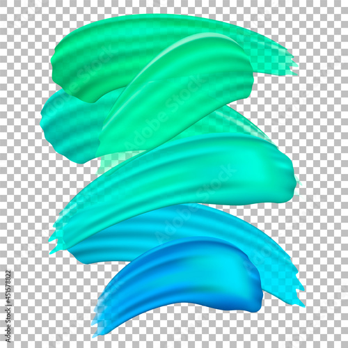 Translucent realistic blue and green paint brush strokes  on white background. Red paint lines on a contrasting background . Abstract hand painted textured brush background. Modern background.
