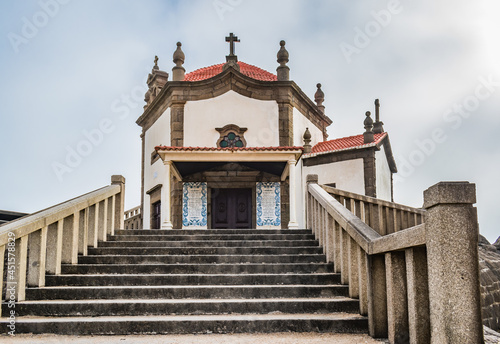 Staircase and facade of the ancient and famous pagan Chapel of Senhor da Pedra converted to Christianity on Miramar beach, Gulpilhares - Gaia PORTUGAL photo