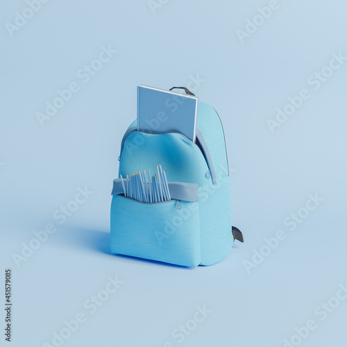 school bag with book coming out