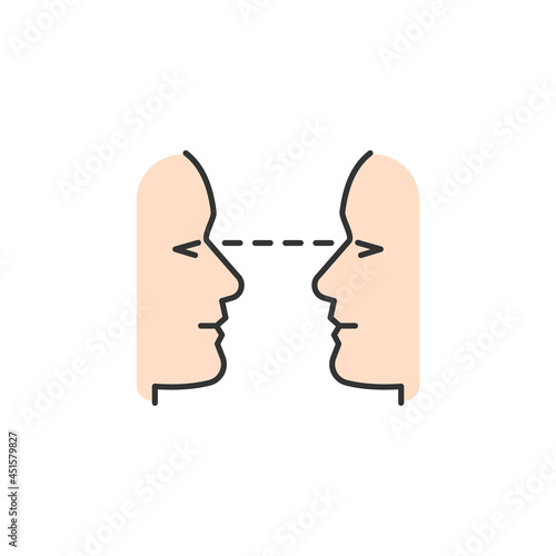 Eye contact RGB color icon. Nonverbal communication. Building connection with listener, speaker. Showing focus, attention. Indicating openness. Isolated vector illustration. Simple filled line drawing