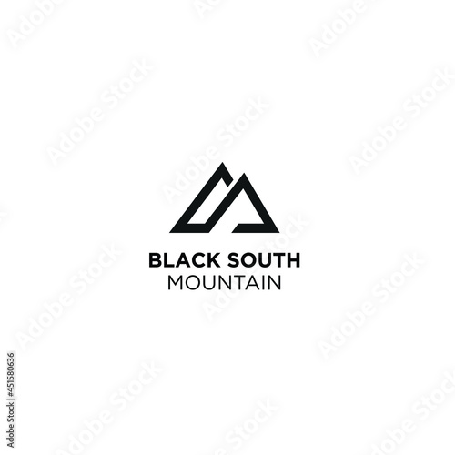 simple line triangle mountain logo initails lettering B and s 