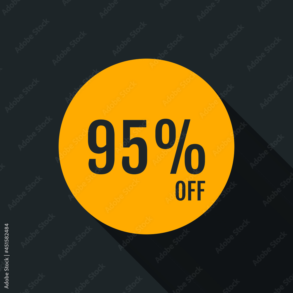 95 Percent Off, Discount Sign, Special offer price signs 95 Percent Off, Discount Sign, Special offer price signs