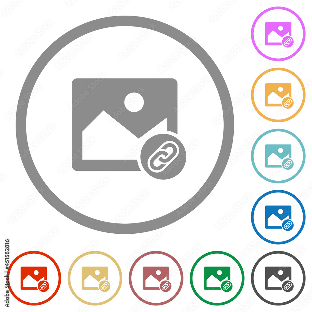 Link image flat icons with outlines Link image flat icons with outlines