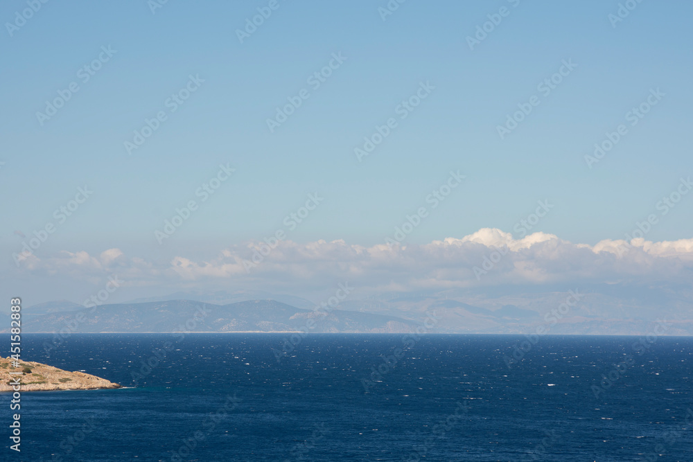 Panorama with sea view on Daskalio gulf in Keratea in Athens in Greece