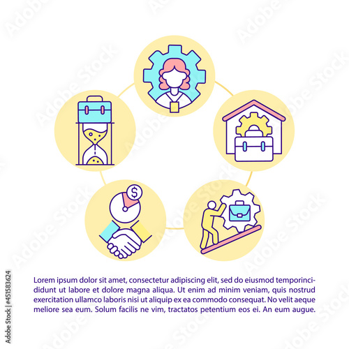 Casual workers and self-employed citizens concept line icons with text. PPT page vector template with copy space. Brochure, magazine, newsletter design element. Linear illustrations on white