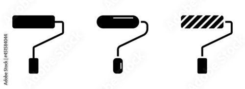 Paint roller set. Paint brush icon in black. Roller symbol for painting. Vector EPS 10