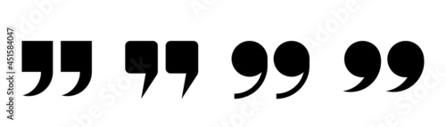 Quotation mark set. Comma symbol in black. Quote symbol. Quotation remark. Comma sign.
