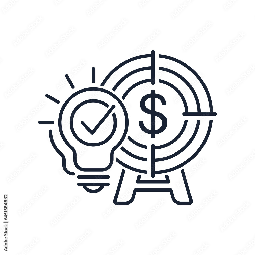 The idea of a profitable investment. Vector linear icon isolated on white background. The idea of a profitable investment. Vector linear icon isolated on white background.