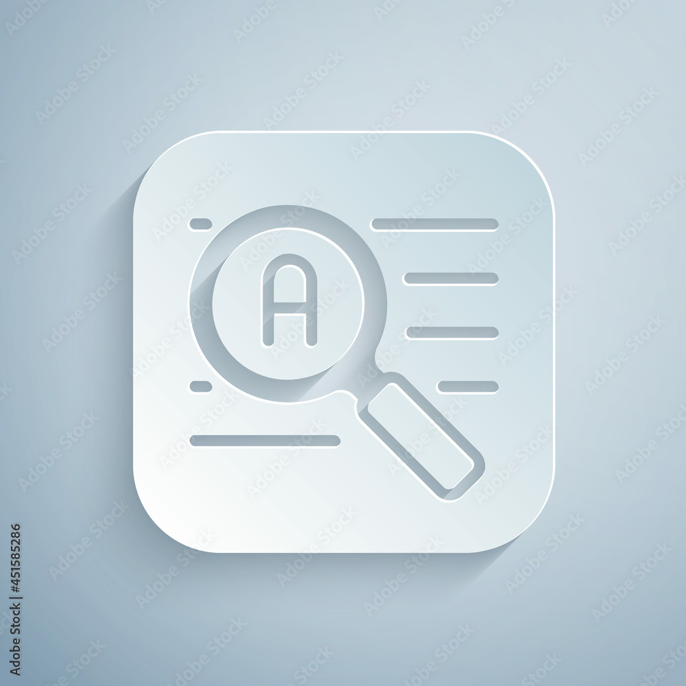 Paper cut Translator icon isolated on grey background. Foreign language conversation icons in chat speech bubble. Translating concept. Paper art style. Vector Paper cut Translator icon isolated on grey background. Foreign language conversation icons in chat speech bubble. Translating concept. Paper art style. Vector