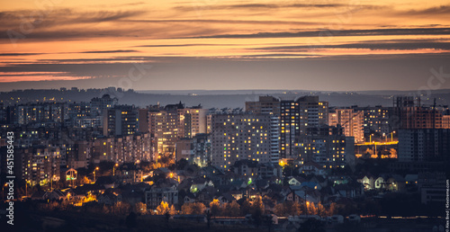 sunset over the city, ex ussr city