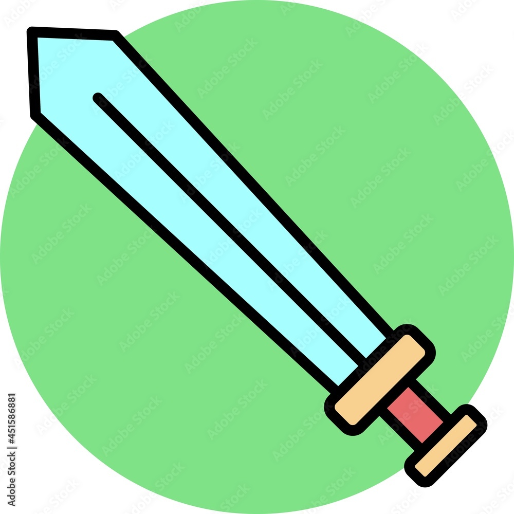 Sword Vector Line Filled Circle Icon Design Sword Vector Line Filled Circle Icon Design