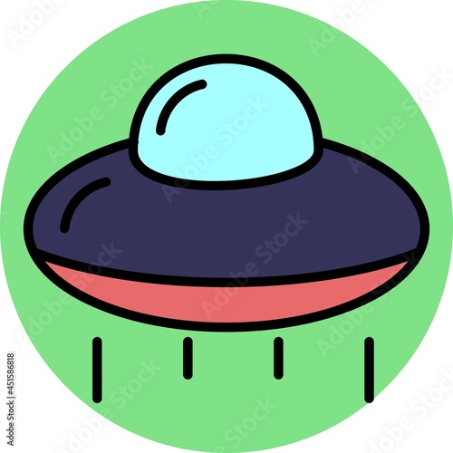 SpaceShip Vector Line Filled Circle Icon Design