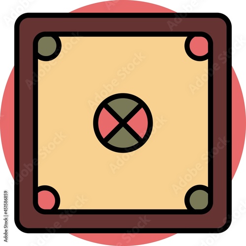 Carrom Vector Line Filled Circle Icon Design
