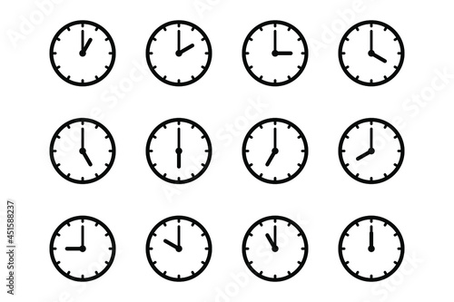 Set of clock icon, isolated icons
