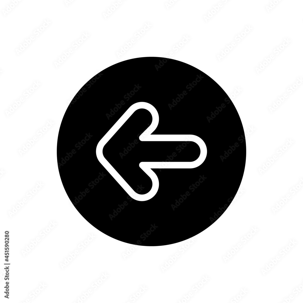 Left arrow vector glyph icon . Filled circular Left arrow vector glyph icon . Filled circular