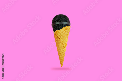 microphone in an ice cream cone. creative microphone in the horn