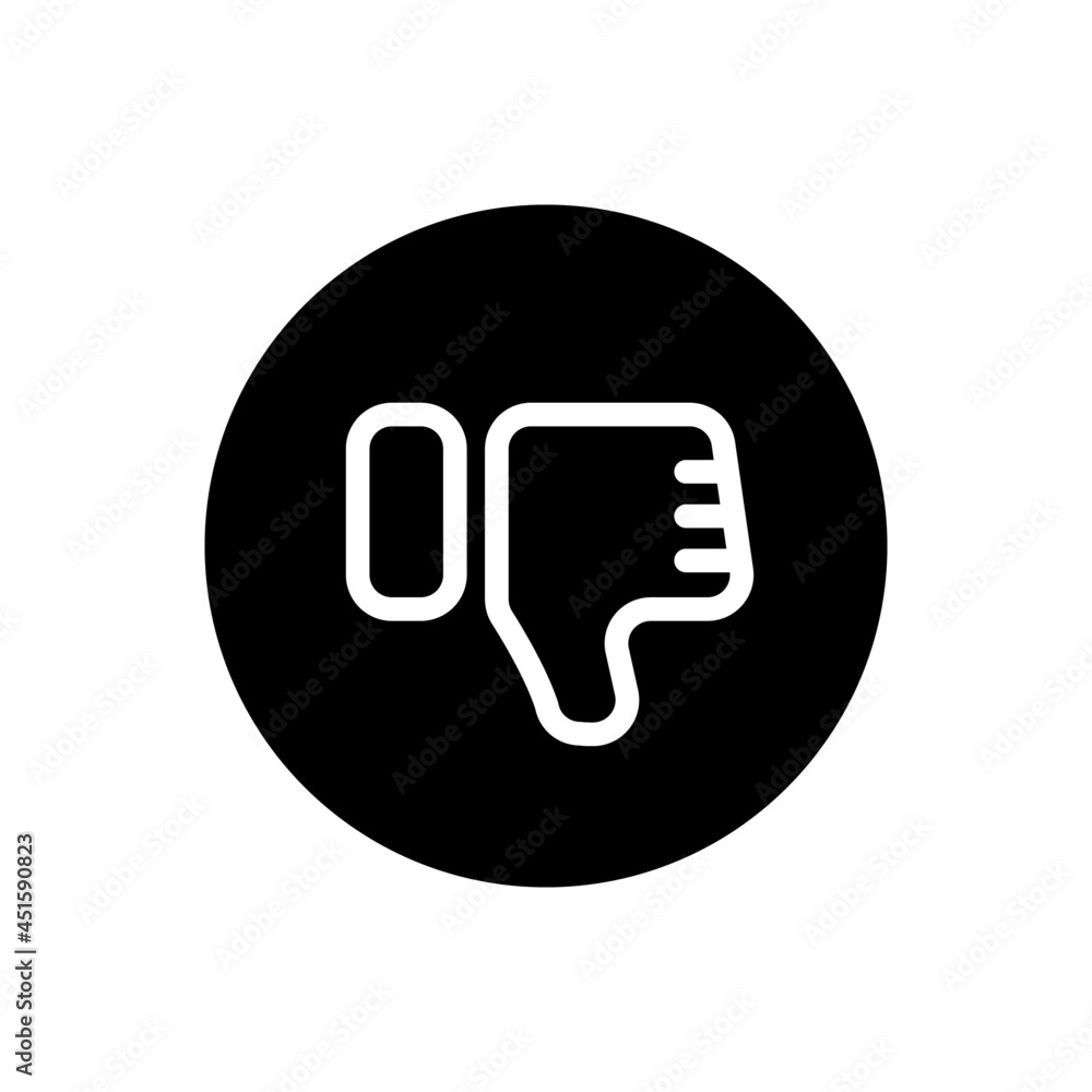 Thumb down vector glyph icon . Filled circular Thumb down vector glyph icon . Filled circular