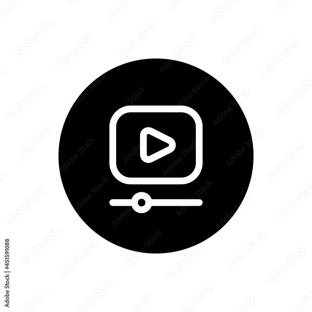 Video player vector glyph icon . Filled circular Video player vector glyph icon . Filled circular