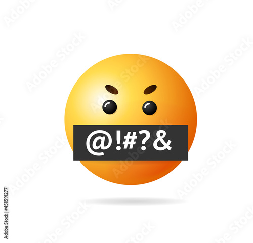 Realistic Detailed 3d Angry Emoji Sign. Vector