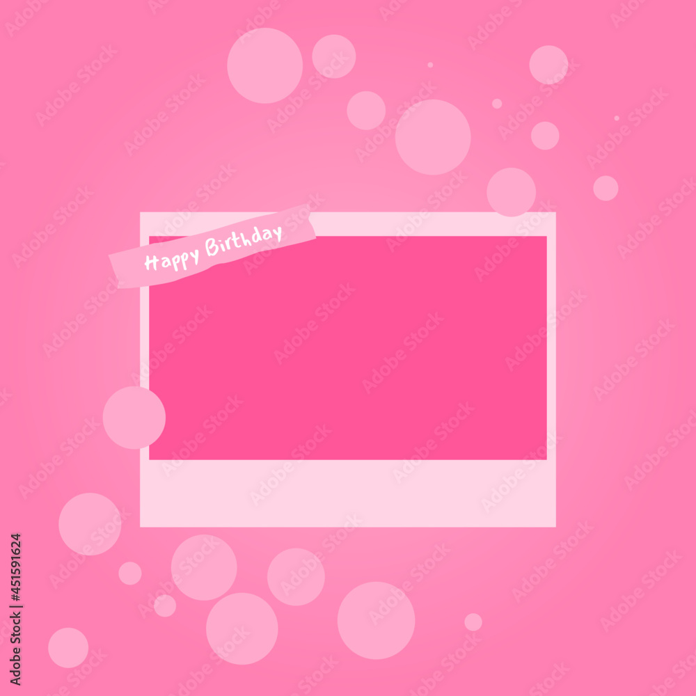 Happy birthday with pink accent. Circle, star, balloon and ring. You can use this asset for card, flyer, anniversary, special moment, background, digital gift, beloved, couple, romantic, greeting etc.