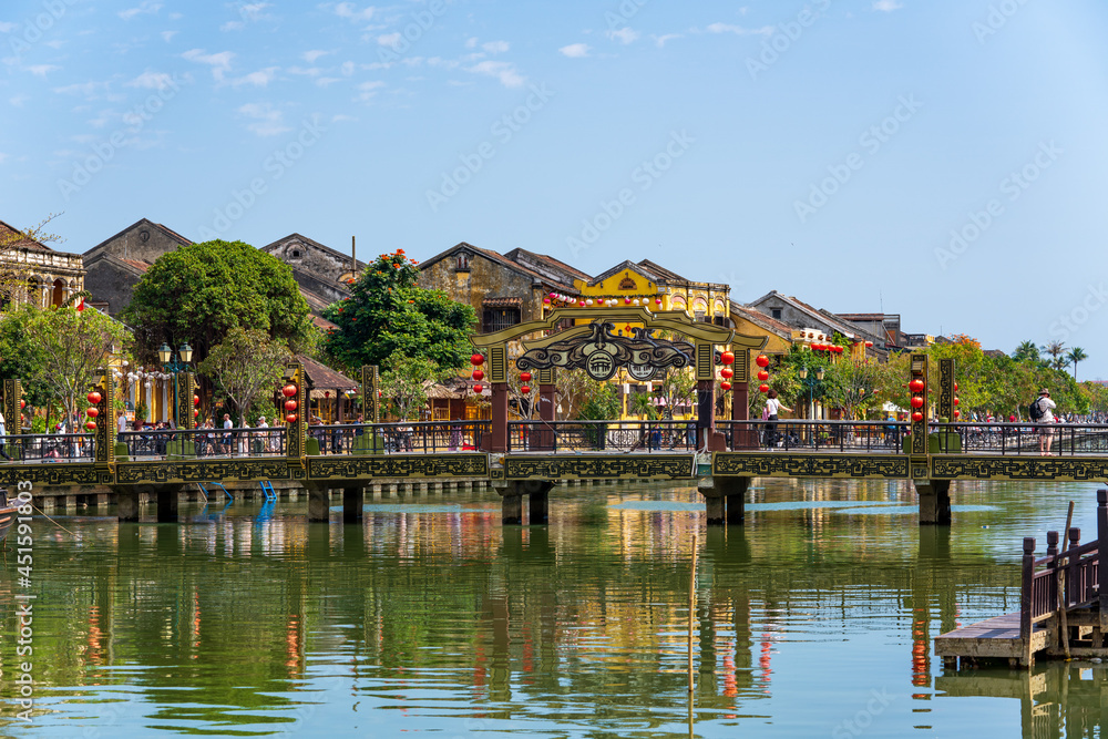 Canal view at Hoi An old town in Vietnam.